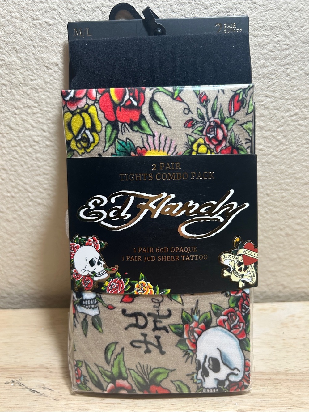 Ed Hardy Tattoo Print Tights 2 Pack Y2K Punk NWT